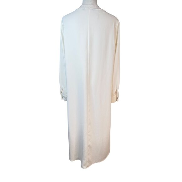 2/$30 Zara Small Cream Long Sleeve Drape Flowy Front Midi Dress Polyester - Picture 3 of 16